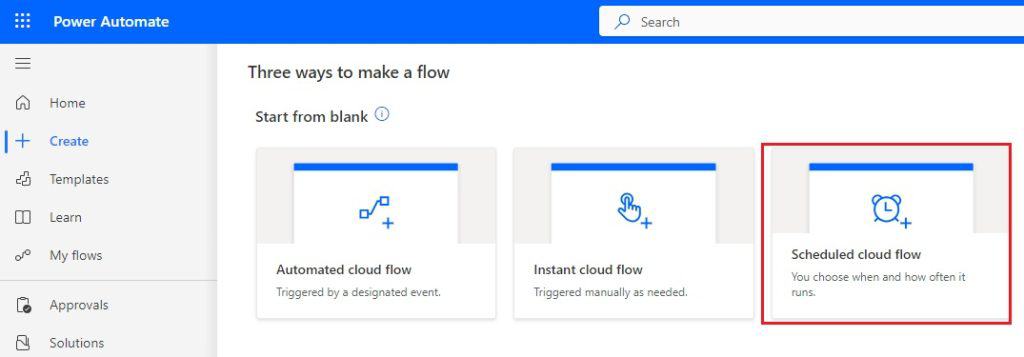 scheduled cloud flow in power automate scheduled cloud flow in power automate