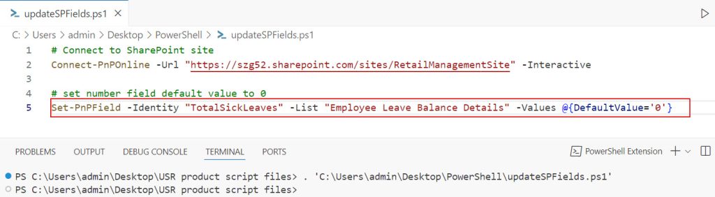 set default value for a list column using powershell script
