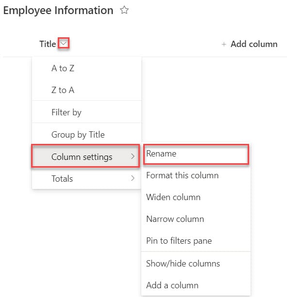 sharepoint list change title column sharepoint list change title column