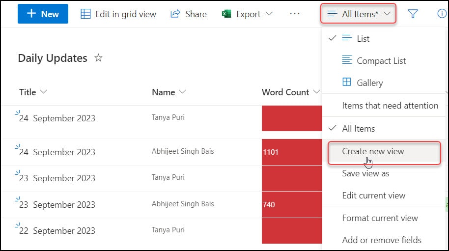 SharePoint List View SharePoint List View