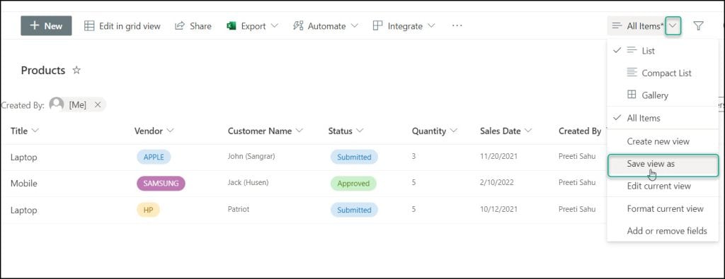 sharepoint online list view filter by current user sharepoint online list view filter by current user