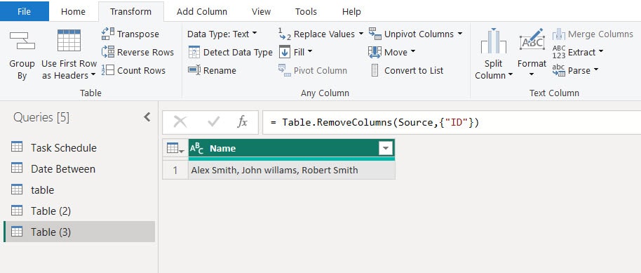 Split column into multiple rows in power bi