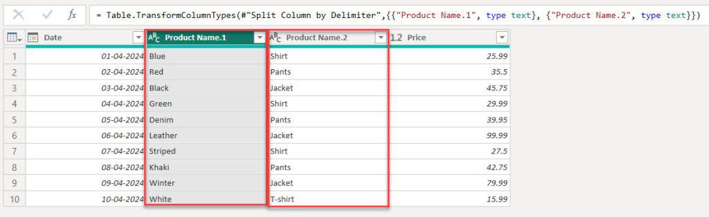 split column power bi