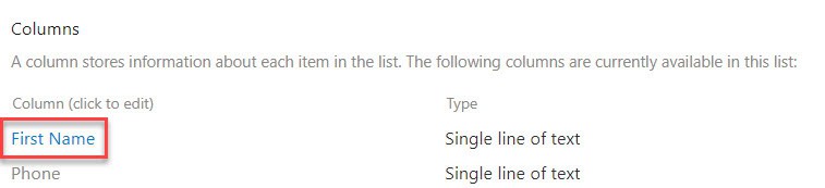 Title Column in a Microsoft List Title Column in a Microsoft List