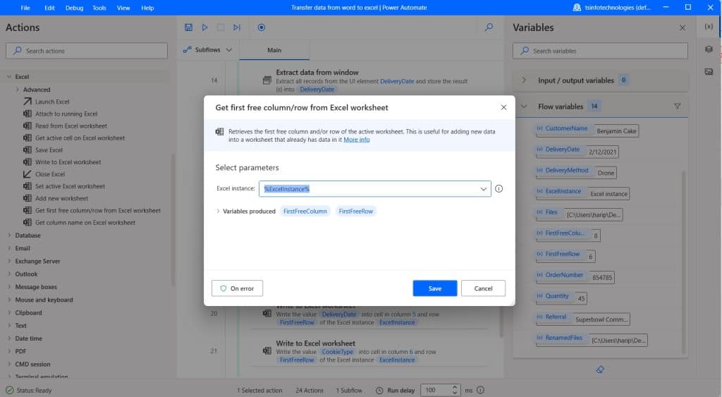 Transfer data from Word doc to Excel using Power Automate Desktop Transfer data from Word doc to Excel using Power Automate Desktop