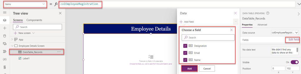 Unselect the Power Apps data table default row Unselect the Power Apps data table default row