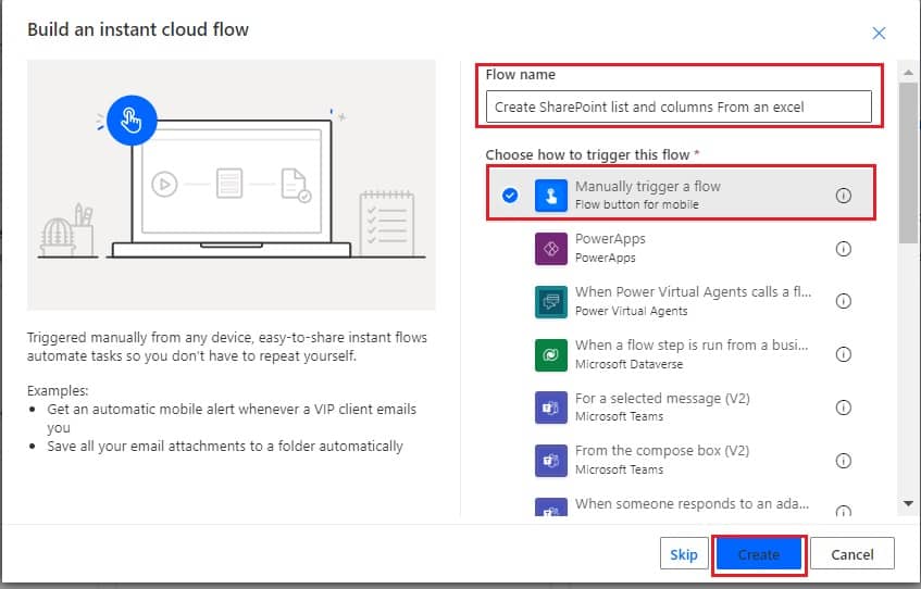 Using Microsoft Flow create SharePoint list and columns Using Microsoft Flow create SharePoint list and columns