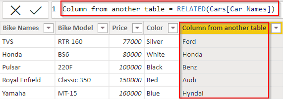 Add column from another table using power bi Dax Add column from another table using power bi Dax example