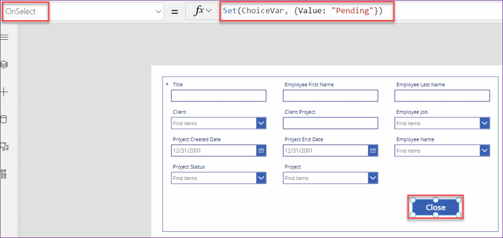 button onselect set field value in PowerApps set field values using powerapps button control onselect property