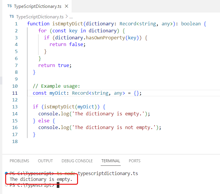 check if dictionary is empty typescript check if dictionary is empty typescript