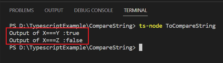 Compare two strings in typescript 1 Compare two strings in typescript