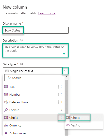 Create Dataverse Choice Column Create Dataverse Choice Column