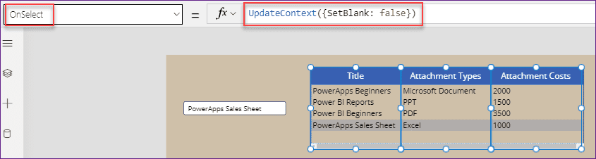 default select row in PowerApps data table default select row in PowerApps data table