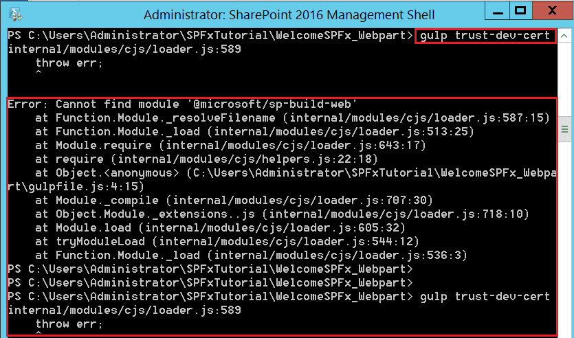 error cannot find module '@microsoft/sp-build-web'