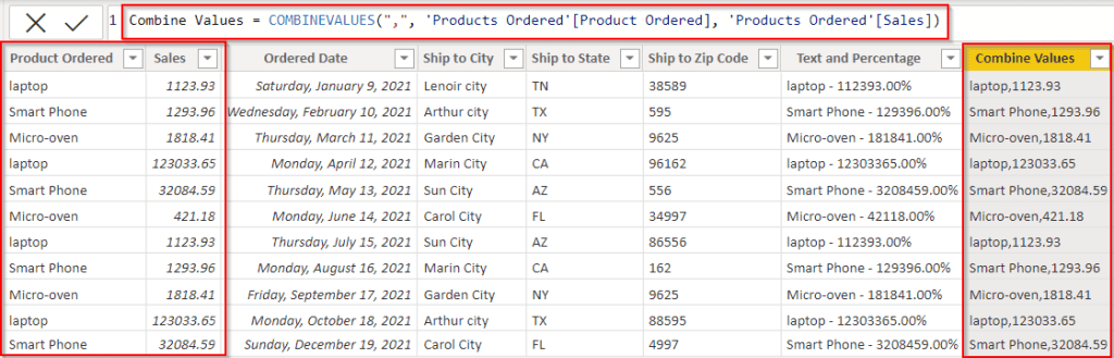 Example of Power Query concatenates text and Number Example of Power Query concatenates text and Number