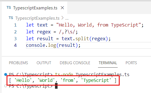 How to Split Strings by Regex in TypeScript