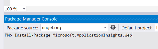 Install Microsoft ApplicationInsights Web from NuGet Package Manager Console Install Microsoft.ApplicationInsights.Web from NuGet Package Manager Console