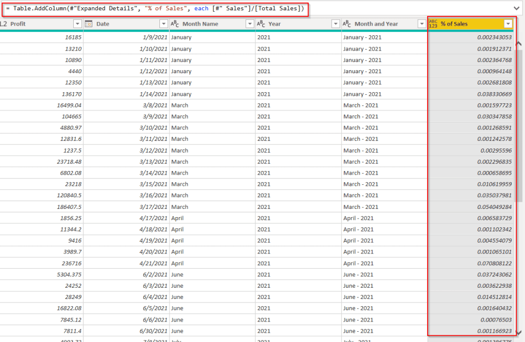 percentage of total by category in Power Query example percentage of total by category in Power Query example