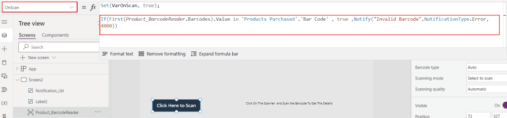 PoowerApps Barcode Scanner display error message if value not matched Scan Barcodes using Power Apps Barcode Reader