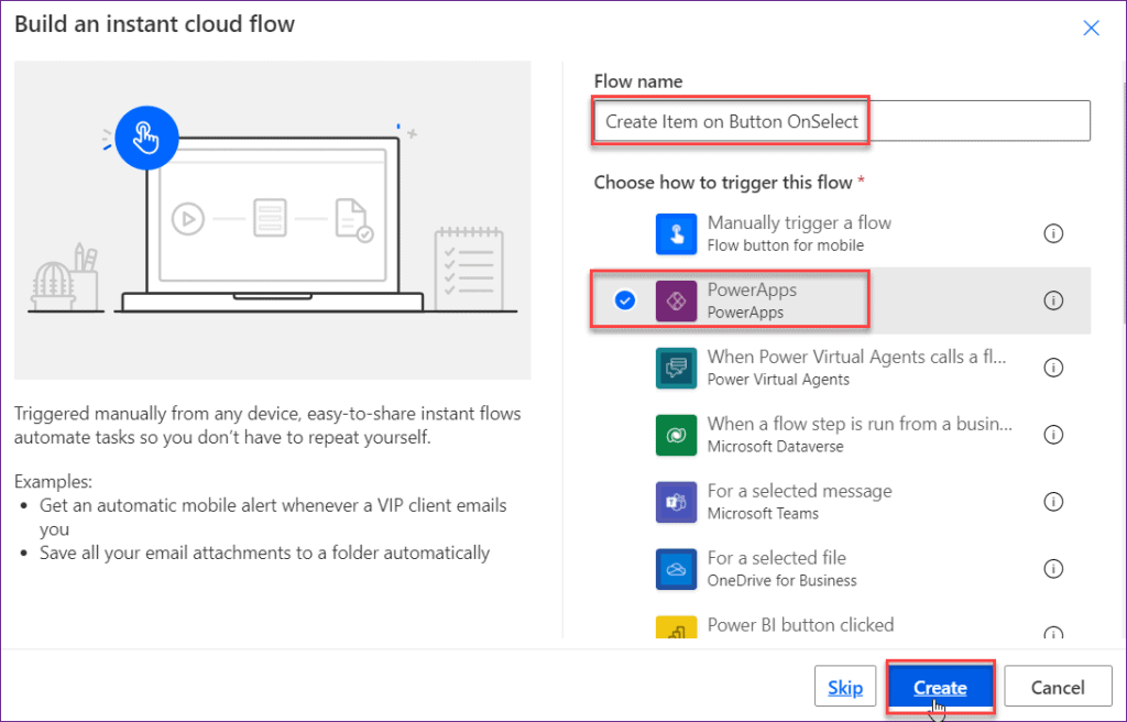 Power Apps button onselect run flows call power automate from powerapps with parameters