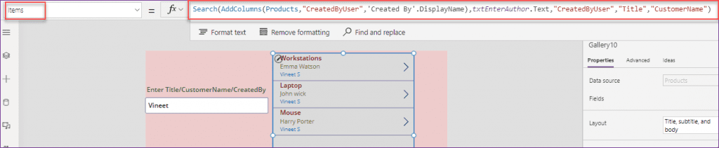 Power Apps search created by Power Apps search created by