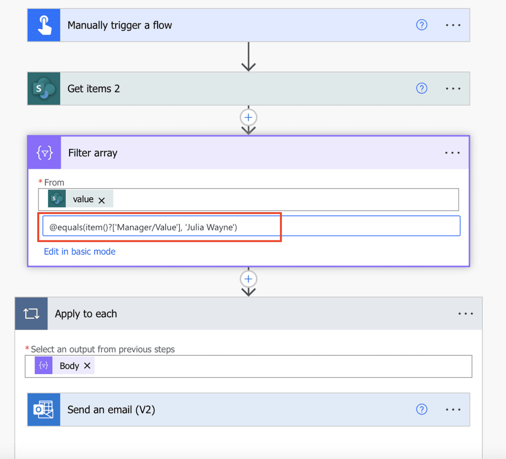 Power Automate filter array Choice column