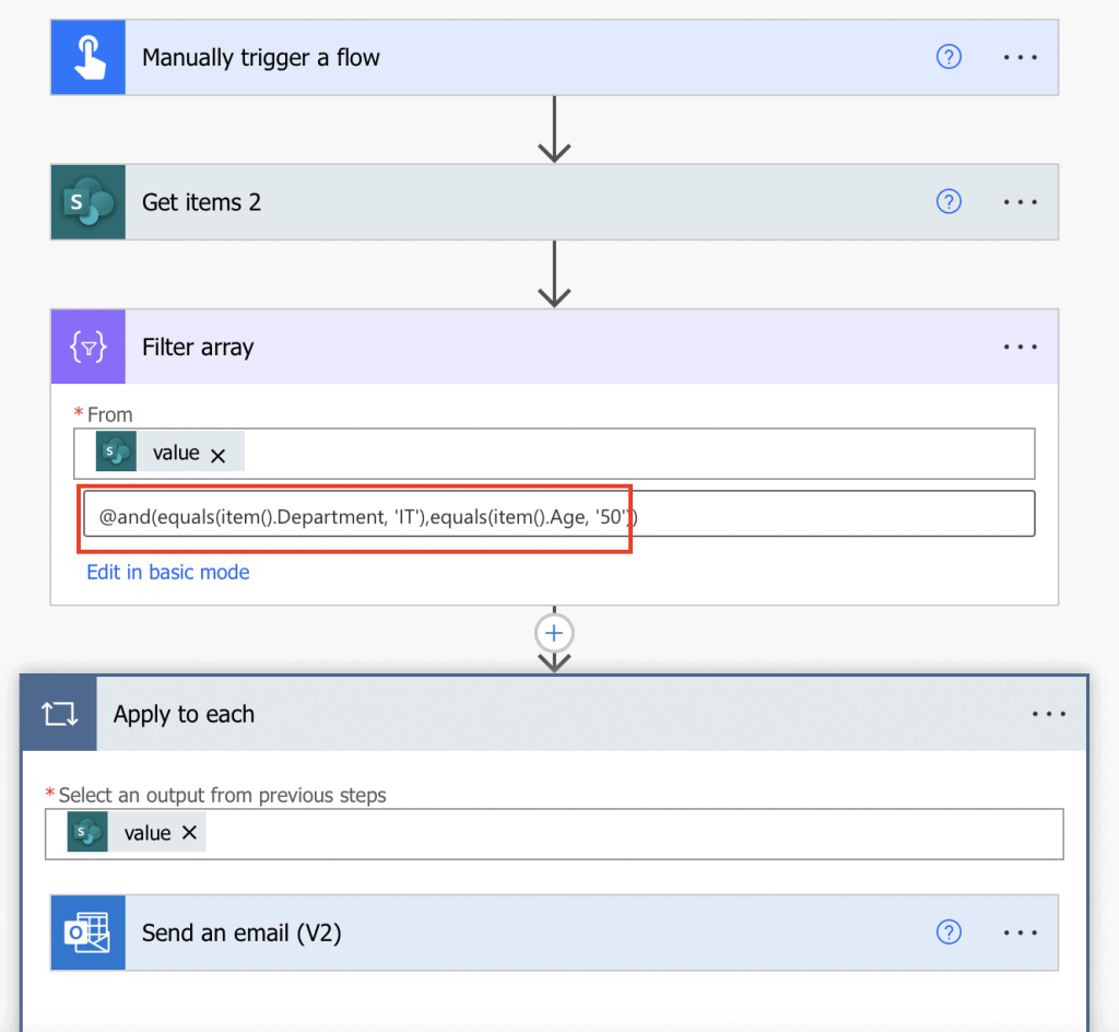 Power Automate filter array multiple conditions