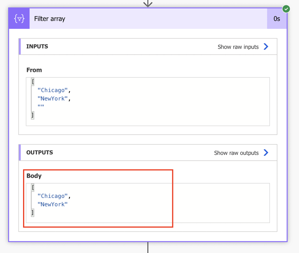 Power Automate filter array remove empty item result