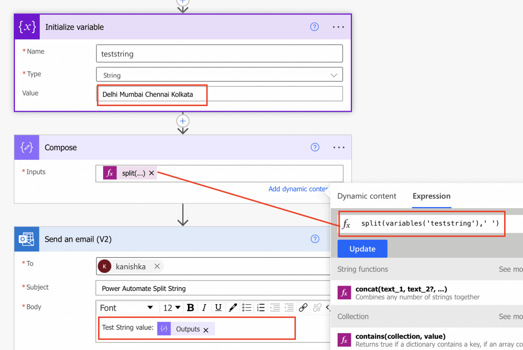Power Automate split string by space Power Automate split string by space