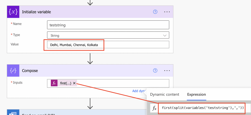 Power Automate split string into array get first element Power Automate split string into array get first element
