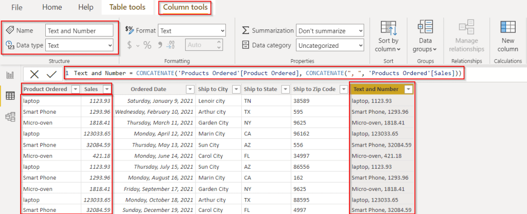 Power BI Concatenate text and Number example Power BI Concatenate text and Number example