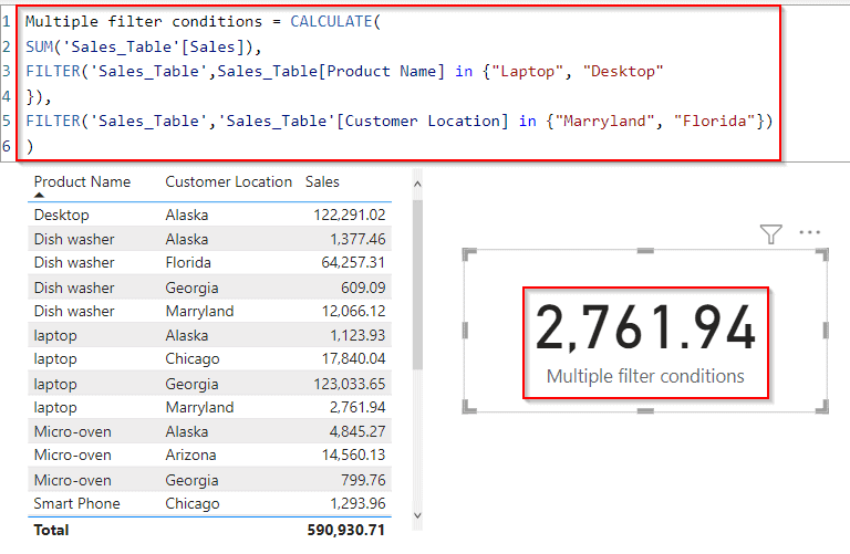 Power BI DAX filter multiple conditions Power BI DAX filter multiple conditions