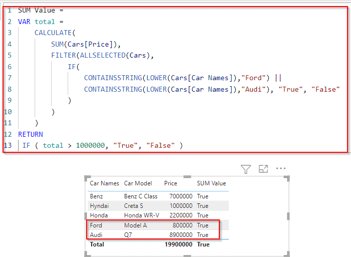 Power BI DAX filter true false example 1 Power BI DAX filter true false example