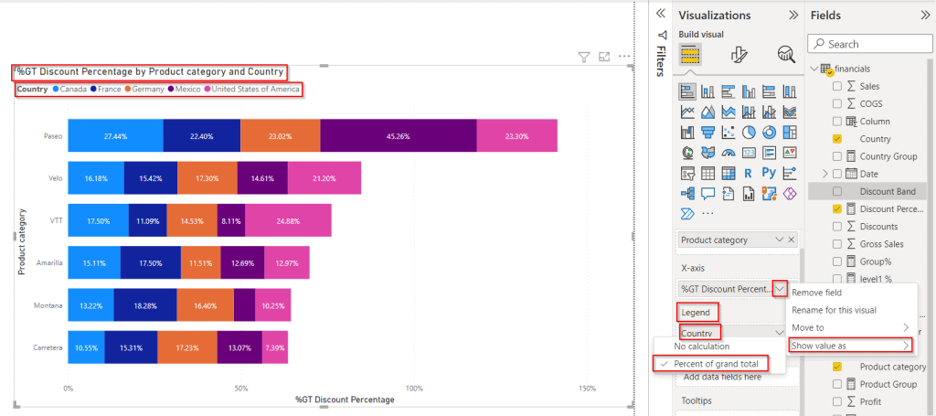 Power BI legend percentage of total by category Power BI legend percentage of total by category