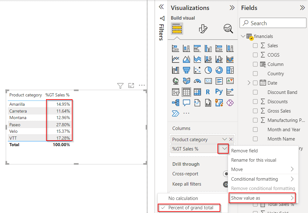 Power BI percentage of grand total by category Power BI percentage of grand total by category example