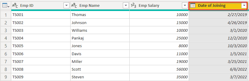 Power query add column date to text