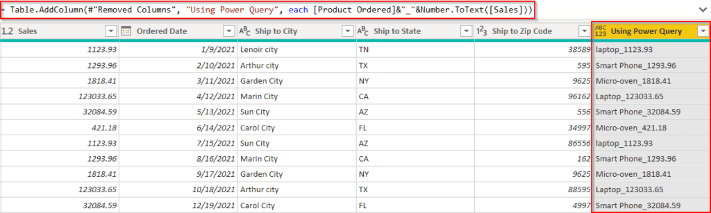 Power Query concatenate text and Number example Power Query concatenate text and Number example