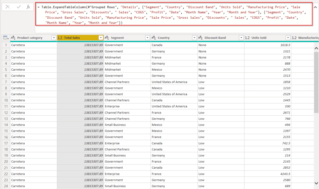 Power Query percentage of the total by category Power Query percentage of the total by category