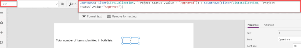 PowerApps count item in sharepoint list PowerApps count item in sharepoint list