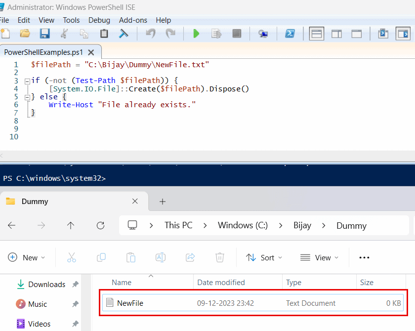 powershell create file