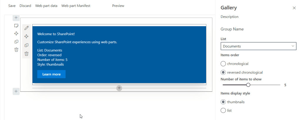 preconfigured entries spfx