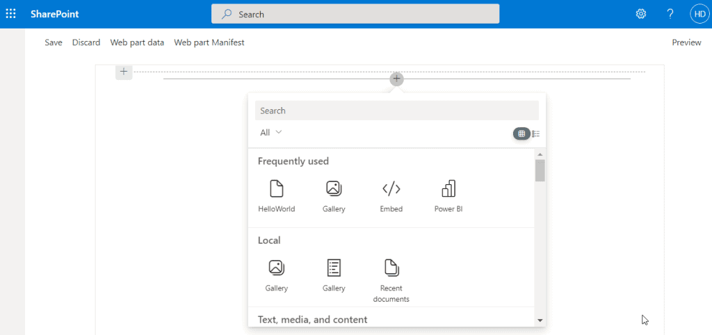 SharePoint Framework preconfigured entries 