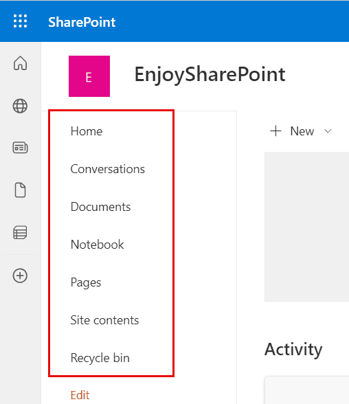 sharepoint site left navigation sharepoint site left navigation