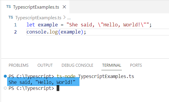 typescript escape double quote typescript escape double quote
