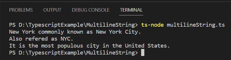 Typescript Multiline String using array join Typescript Multiline String using array & join()