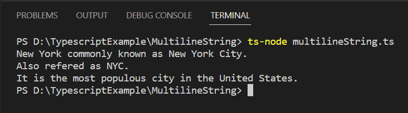 Typescript Multiline String using escape squence 1 Typescript Multiline String using escape squence