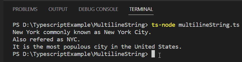 Typescript Multiline String using line break sequence character Typescript Multiline String using line break sequence character