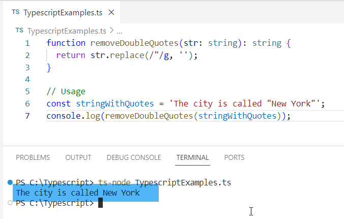 typescript remove double quotes from string typescript remove double quotes from string