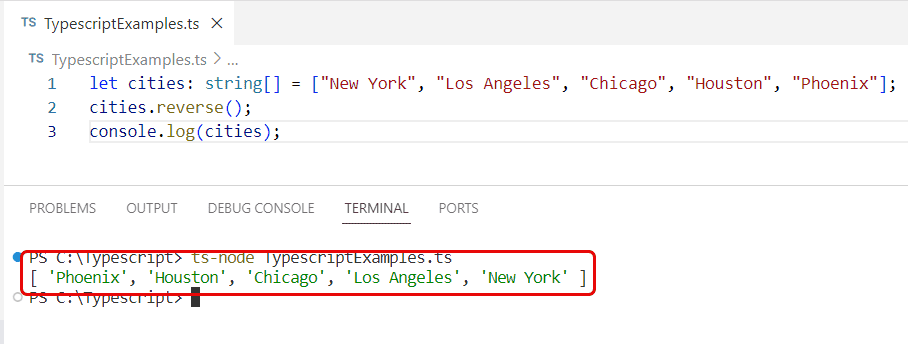 typescript reverse array typescript reverse array
