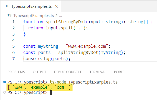 Typescript split string by dot Typescript split string by dot